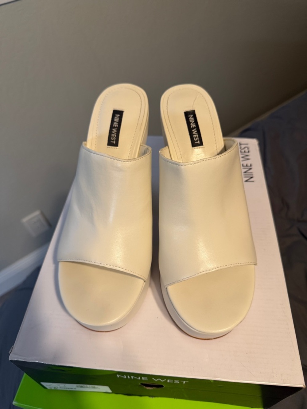 Nine West Cream Slip-On Mules
